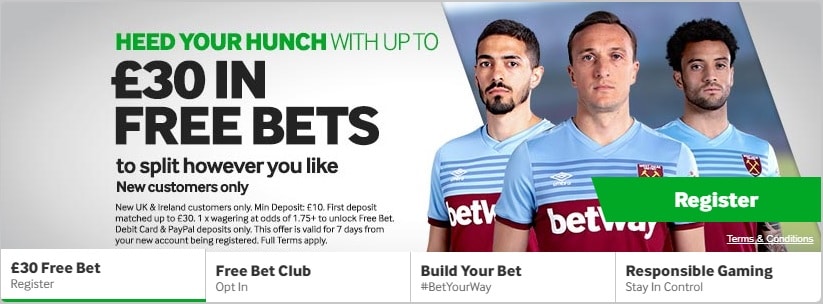 betway Bonus 30 free bets